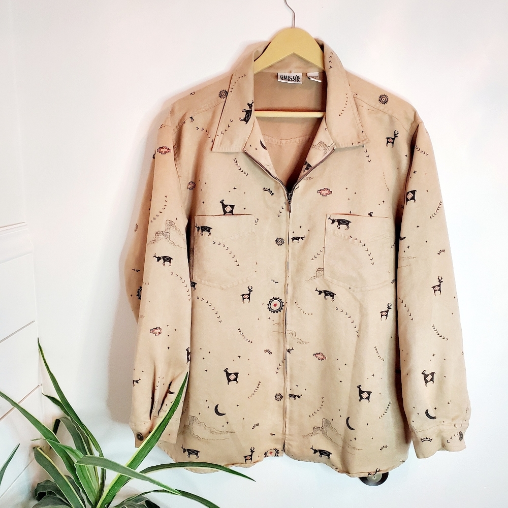 Chico's Design Tribal Zip Faux Suede Jacket